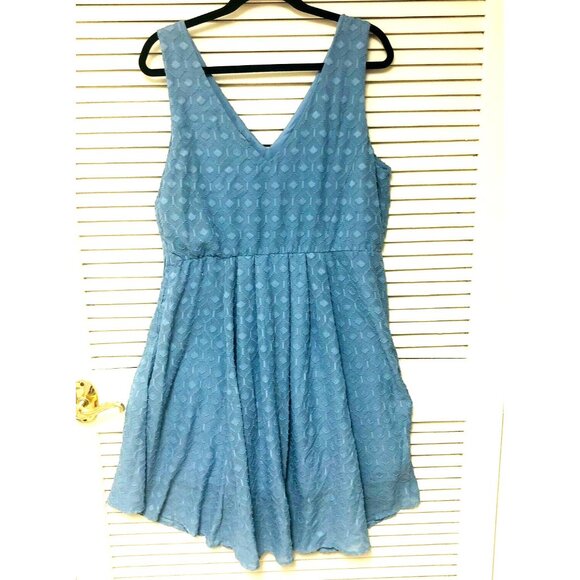 TORRID Lined Tank Dress Women's14 Blue Gray Nubby V-Neck Diamond Texture - Picture 4 of 6